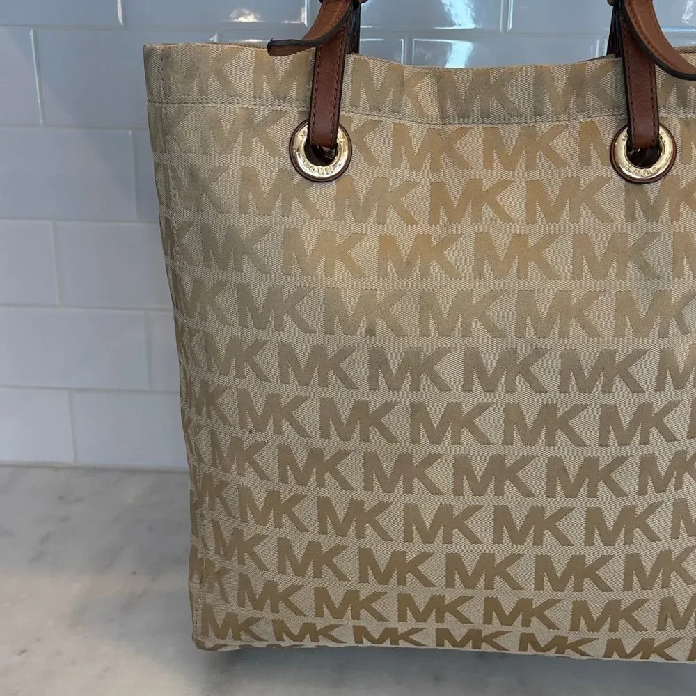 Michael Kors Bag Purse Handbag Signature Logo Shopper Tote Bag Pocketbook - Picture 5 of 16